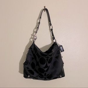 Coach Black & Purple Sateen Shoulder Bag